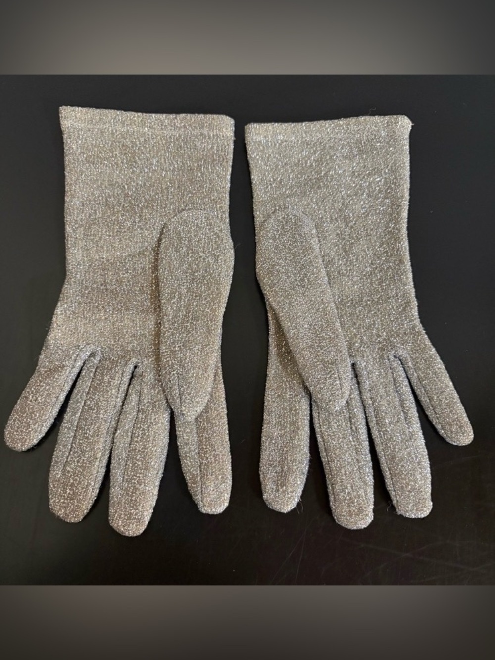 Silver Metallic Knit Men's Gloves